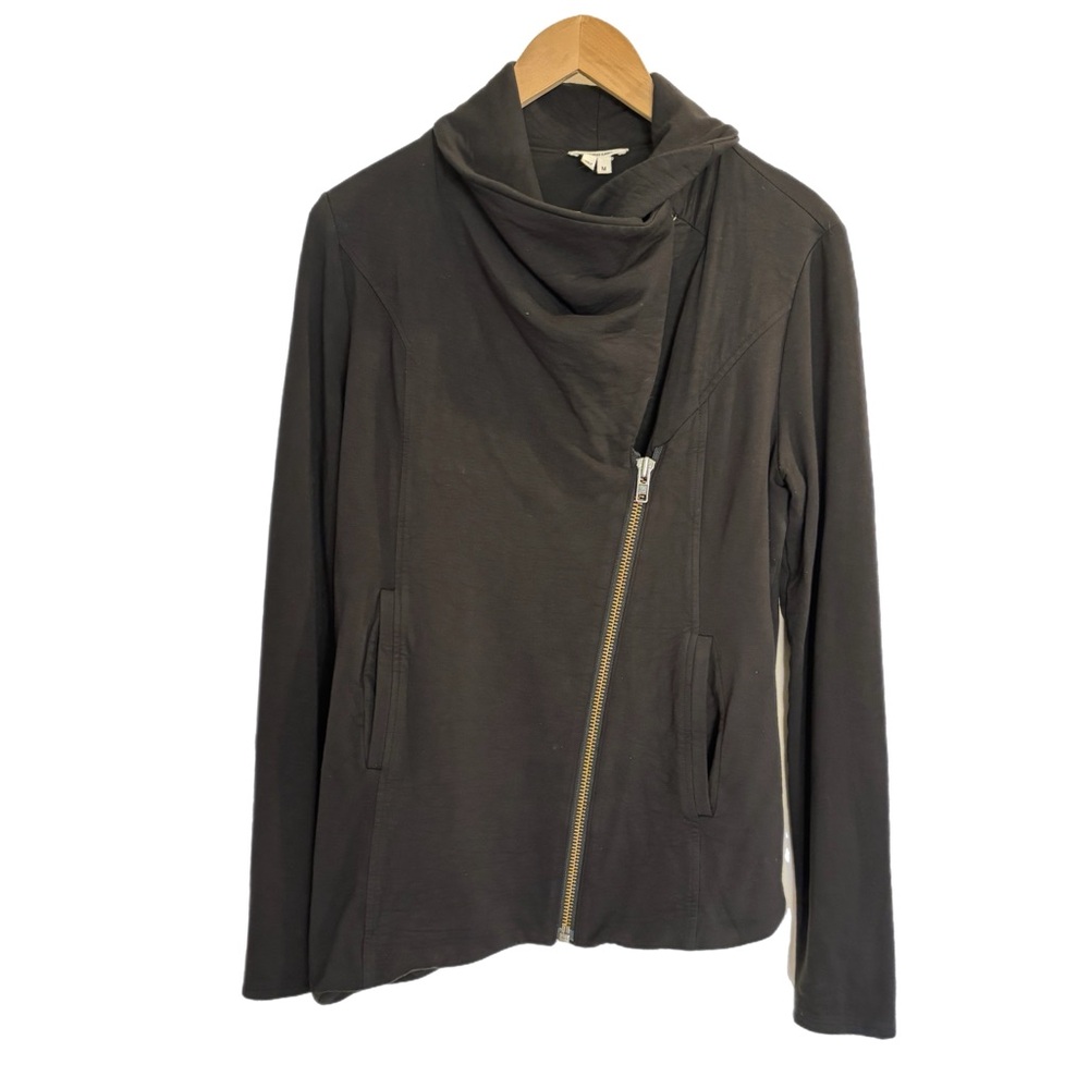 Helmut Lang black villous asymmetrical stretch knit jacket
